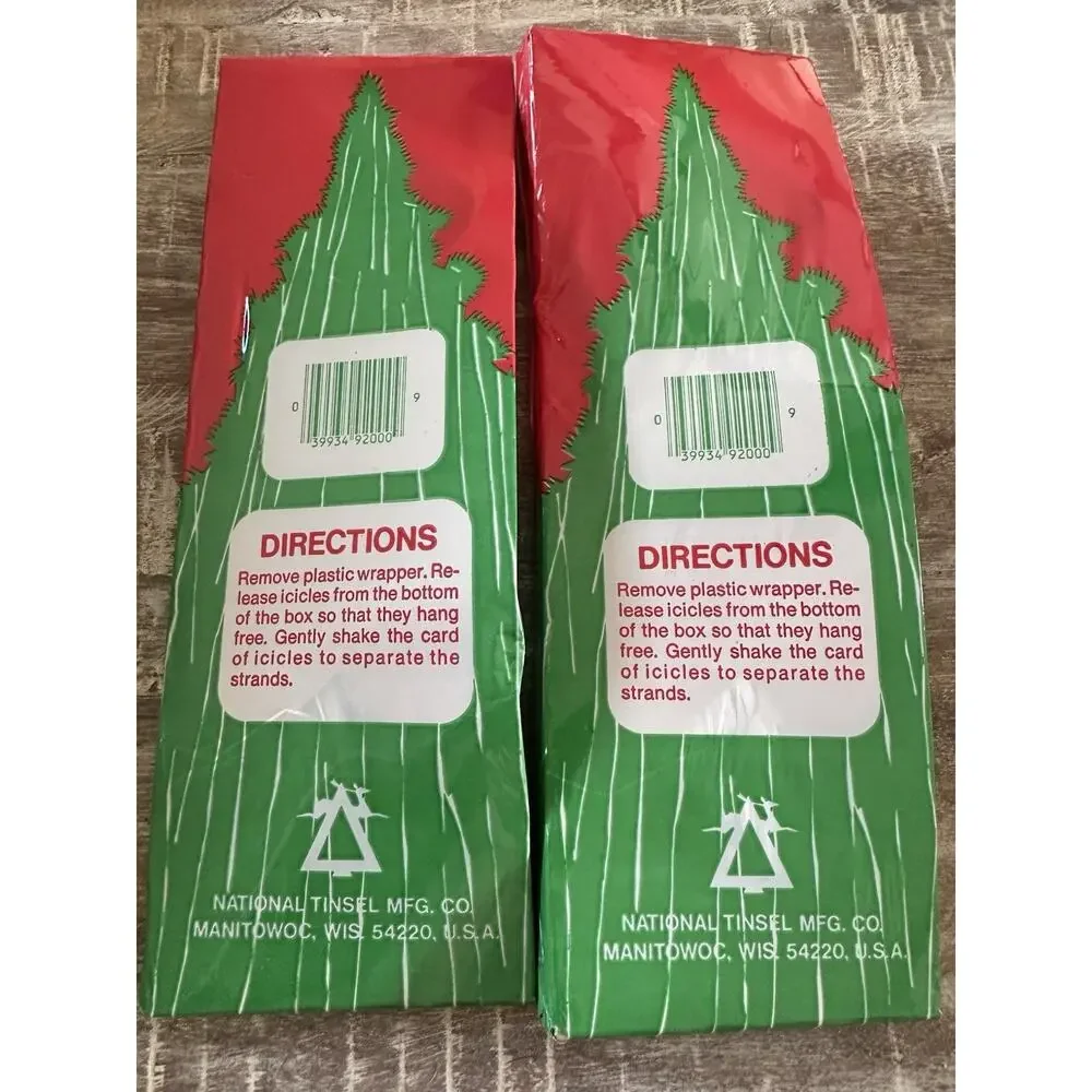 VTG Icicles Christmas Tinsel 2 Packs 1000 Strands Each Silver NOS Sealed USA